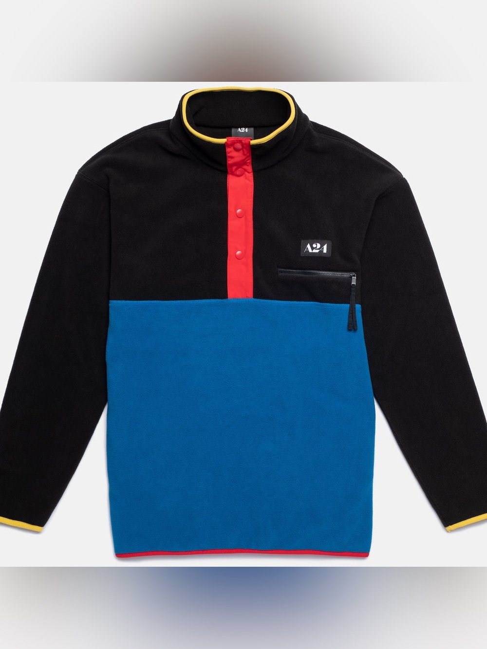 A24 Party Half Snap Fleece Black Blue Colorblock Pullover Fall Winter | M